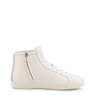 Love Moschino - Ankle-High White Leather Sneakers with Heart Patch