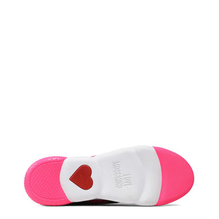 Love Moschino - Black High-Top Platform Sneakers with Pink Contrast Logo Print