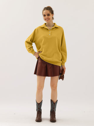 Ninexis Full Size Quarter-Button Collared Sweatshirt