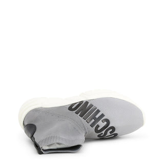 Love Moschino - Slip-on Ankle-Top Leather Sneakers with Chunky Platform Soles