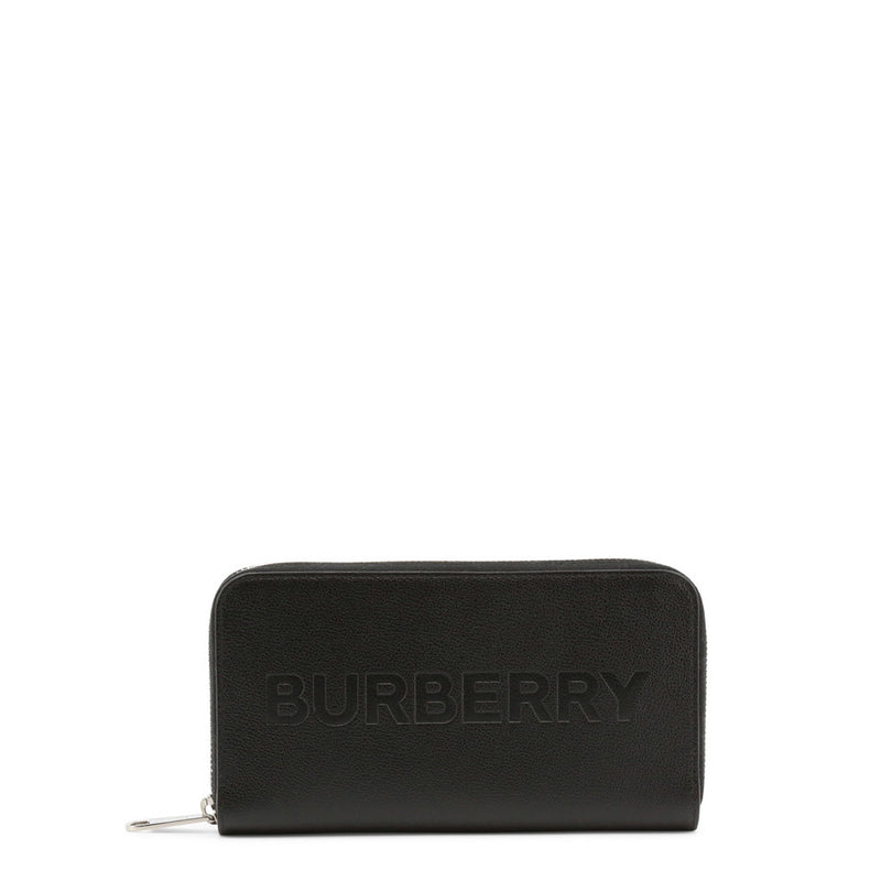 Burberry - Italian-Made Zip-Up Leather Purse with Silver Hardware