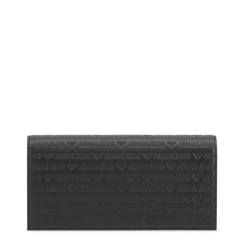 Armani Jeans - Black Leather Wallet With Embossed Logo