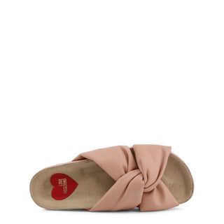 Love Moschino - Slip-On Flat Sandals with Intertwined Straps