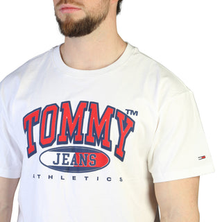 Tommy Hilfiger - T-Shirt with print and logo, white, blue, black, light brown