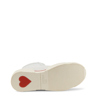 Love Moschino - Ankle-Top Platform Leather Sneakers with Heart Logo