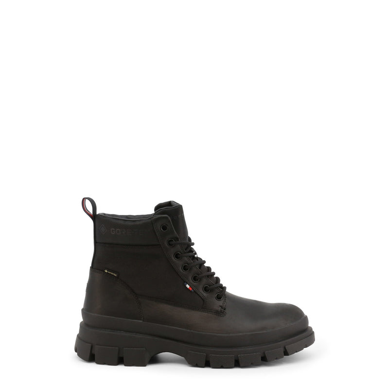 Tommy Hilfiger - Laced Leather Ankle Boots With Brand Logo
