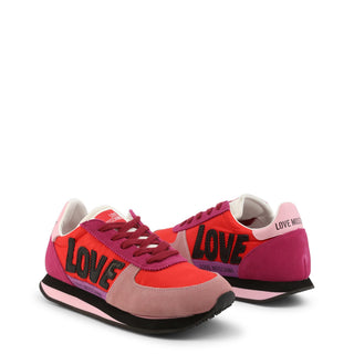 Love Moschino - Lace-Up Suede Sneakers with Logo