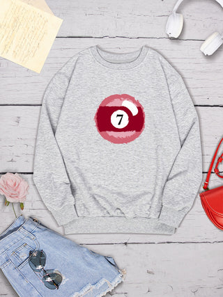 Billiard Graphic Round Neck Sweatshirt