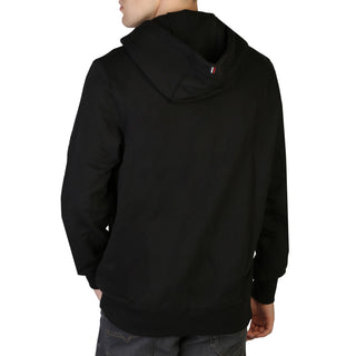 Tommy Hilfiger - Hooded Black Sweatshirt with Pockets and Ribbed-Hem