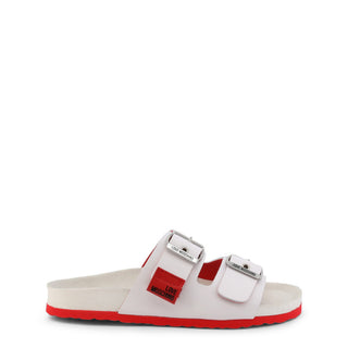 Love Moschino - Double-Strap Leather Sandals with Oversized Buckles