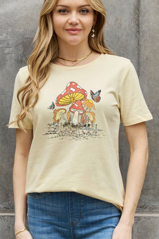 Simply Love Full Size Mushroom & Butterfly Graphic Cotton T-Shirt