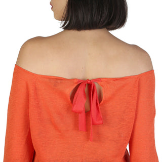 Armani Jeans - Linen Off-Shoulder Tie-Back Sweater Orange