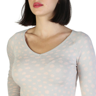 Armani Jeans - Viscose V-Neck Long-Sleeved Dotted Ice Blue Sweater
