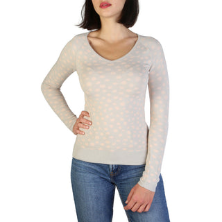 Armani Jeans - Viscose V-Neck Long-Sleeved Dotted Ice Blue Sweater