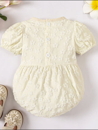 Baby Girl Floral Bow Detail Round Neck Bodysuit