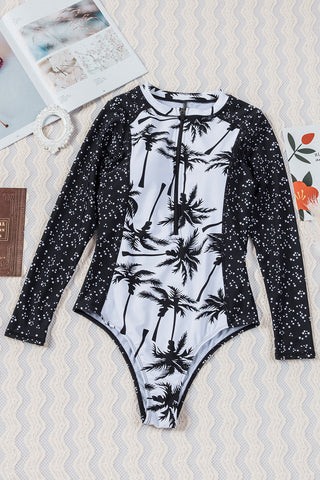 Beach Style Zip-Up One-Piece Swimsuit