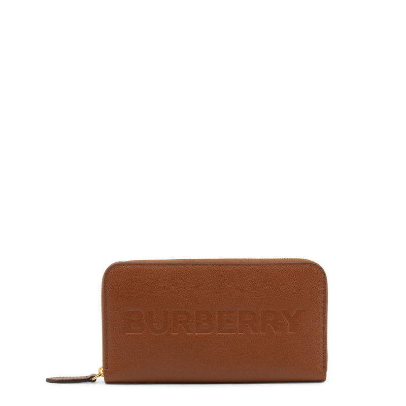 Burberry - Italian-Made Zip-Up Leather Purse with Gold Hardware