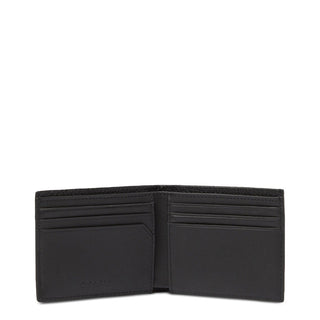 Calvin Klein - Black Textured Leather Card Holder Fold Wallet with Logo