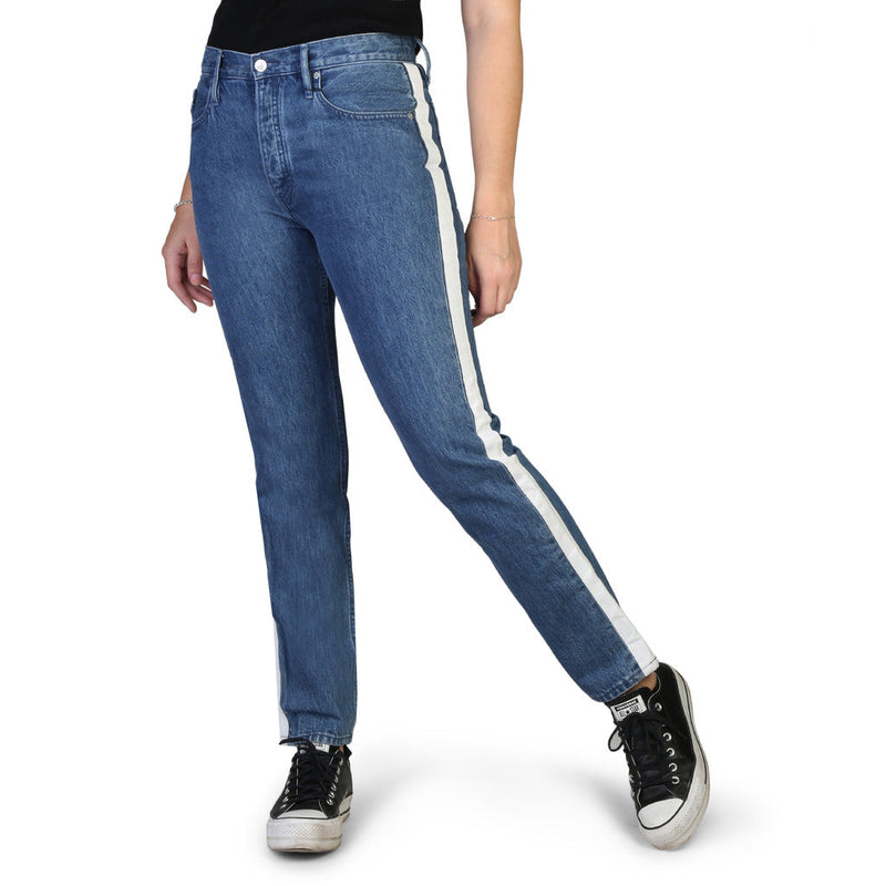 Calvin Klein - High-Waist Striped Straight Fit Blue Jeans