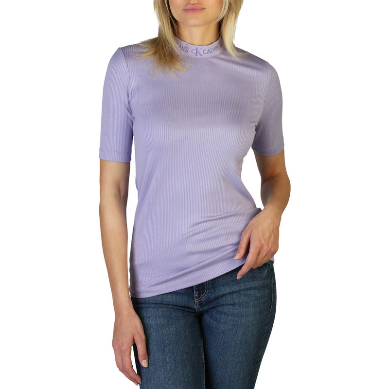 Calvin Klein - Mock Neck Half-Sleeved Ribbed Lavender Sweater