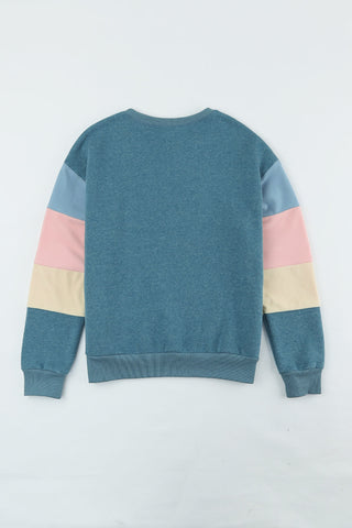 Color Block Ribbed Trim Sweatshirt