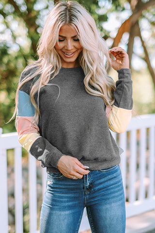 Color Block Ribbed Trim Sweatshirt