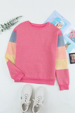 Color Block Ribbed Trim Sweatshirt