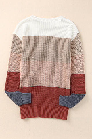 Color Block Round Neck Sweater