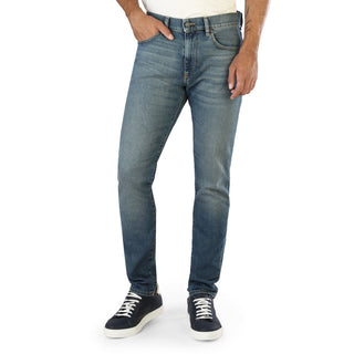 Diesel - Slim Fit Gray Blue Jeans with Leather Branded Detail