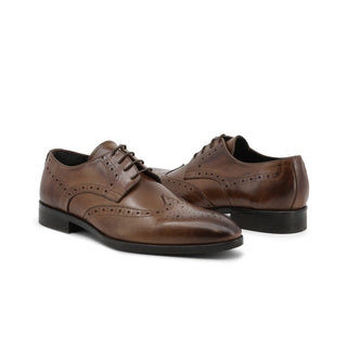 Duca di Morrone - Valerio-Pelle-Ai Laced Pointed-Toe Leather Shoes wiith Openwork Detail