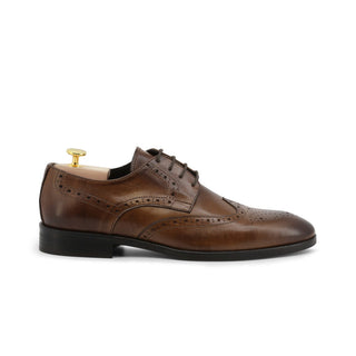 Duca di Morrone - Valerio-Pelle-Ai Laced Pointed-Toe Leather Shoes wiith Openwork Detail