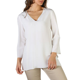 Fontana 2.0 - Italian V-Neck Long Sleeved White/Pink Pure Silk Shirt