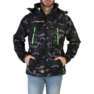 Geographical Norway - Techno-Camo Multi-Color Fleeced Jacket with Removable Hood
