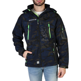 Geographical Norway - Techno-Camo Multi-Color Fleeced Jacket with Removable Hood