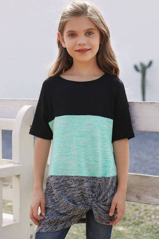 Girls Color Block Twisted Tunic Tee