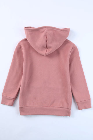 Girls Zip-Up Drawstring Hooded Jacket with Pockets