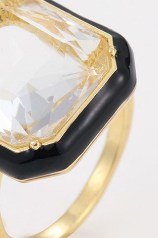 Glass Stone Contrast Ring