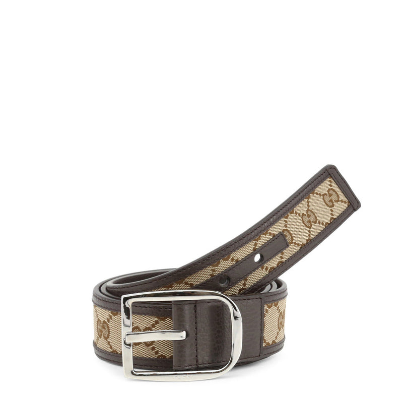 Gucci - Italian Brown Leather Belt with Logo Pattern and Silver Hardware
