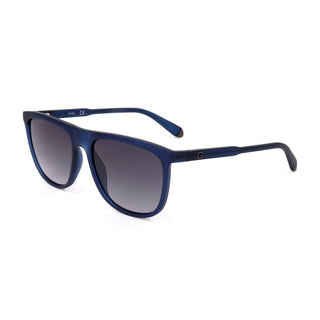 Guess - 55mm Blue Rectangular Sunglasses with Gray Mirrored Lenses