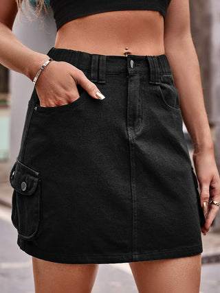 Hot Denim Mini Skirt with Pockets