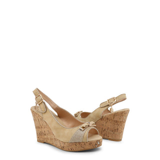 Laura Biagiotti - Bow and Glittered Wedges with Slingback Strap