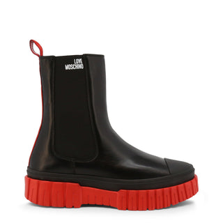 Love Moschino - Ankle-high Rain Leather Boots with Platform Soles