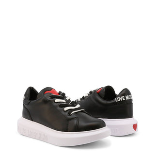 Love Moschino - Contrasted Leather Sneakers with Platform Soles