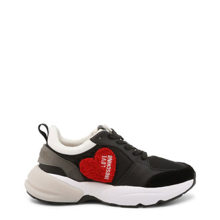 Love Moschino - Lace-Up Sneakers with Heart Logo Embroidery