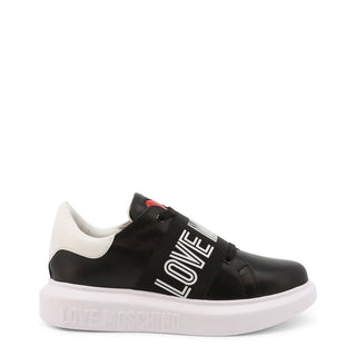 Love Moschino - Platform Leather Sneakers with Brand Logo Strap