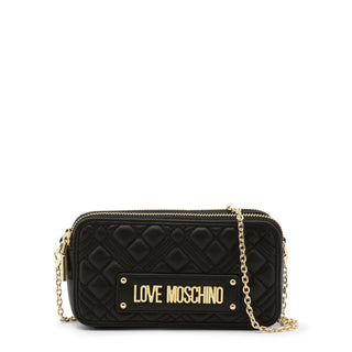 Love Moschino - Quilted Zipped Clutch with Golden Chain Strap