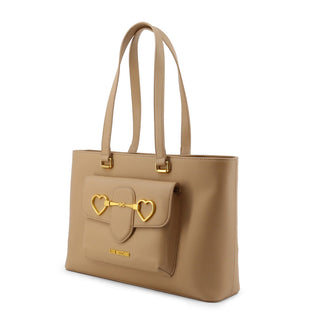 Love Moschino - Shoulder Bag with Front Flap Pocket and Golden Hardware Details