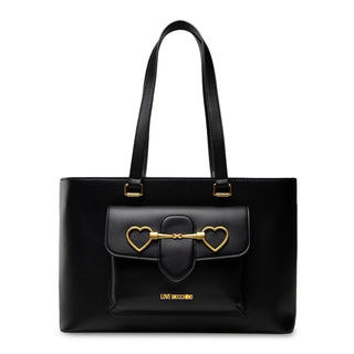 Love Moschino - Shoulder Bag with Front Flap Pocket and Golden Hardware Details