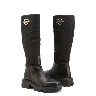 Love Moschino - Synthetic Leather Zip-Up Riding Boots