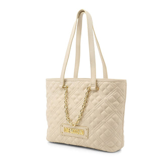 Love Moschino - White Quilted Shoulder Bag with Golden Chain Detail